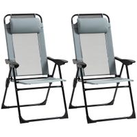 Outsunny 2er-Set Klappstuhl klappbarer Gartenstuhl mit verstellbarer Rückenlehne