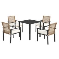 Outsunny Rattan Sitzgruppe, 5-tlg. Gartenmöbel Set, Balkonset für 4 Personen