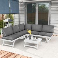 Outsunny 4tlg. Gartenmöbel-Set Balkonmöbel-Set mit Ecksofa Zweisitzer Couchtisch