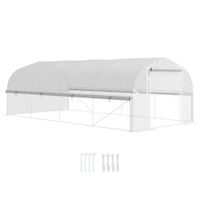Gewächshaus 6 x 3 x 2 m UV-beständiger Foliengewächshaus mit 8 Fenster &amp; Tür