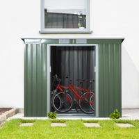 Gerätehaus 2,42 m², Gartenhaus mit Lüftungsfenster, Schiebetür, Fundament Grün