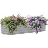 Hochbeet Metall, Pflanzkasten, DIY Blumenkasten mit offenem Boden, Silber