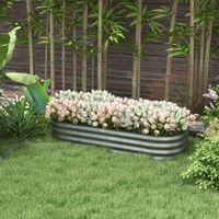 Hochbeet Metall, Pflanzkasten, DIY Blumenkasten mit offenem Boden, Silber