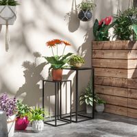 Outsunny 2er-Set Pflanzenständer Pflanzenhocker mit Skandinavisch-Stil, Stahl
