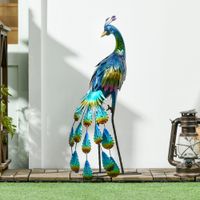Outsunny Gartenstatue Pfau, 59 cm Gartenfigur, wetterbeständig für Balkon