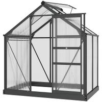 Outsunny Gewächshaus Aluminium Treibhaus mit Dachfenster 190 x 132 x 201 cm