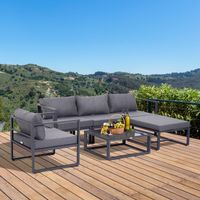 6-tlg. Gartenset Gartengarnitur Gartenmöbel Lounge Kissen Ecksofa 4–5 Personen