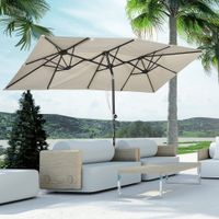 Outsunny Sonnenschirm, 150 x 295cm Gartenschirm, Verstellbar Doppelsonnenschirm