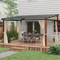Outsunny Pergola ca. 3,5 x 3 m Winddichter Pavillon mit Seitenwände für Garten