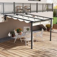 Outsunny Pavillon ca. 3 x 3 m Pergola Winddichte Terassenüberdachung für Garten