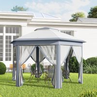 PGartenpavillon Faltpavillon mit Tasche 6 Seitenteile Doppeldach, Grau
