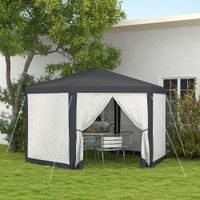 Outsunny Gartenpavillon 3,94x3,412m 6-eckig Pavillon mit Moskitonetz Polyester
