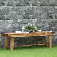 Outsunny Gartenbank Holzbank rustikal Massivholz für 2 Personen Dunkelbraun