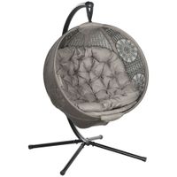 Hängesessel, Hängeschaukel, Hängestuhl mit Sitzkissen, Klappbarem Sitzkorb