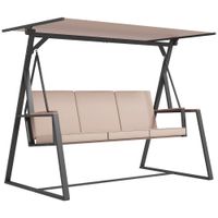 Hollywoodschaukel 3-Sitzer Schaukelbank, Gartenschaukel mit Verstellbarem Dach