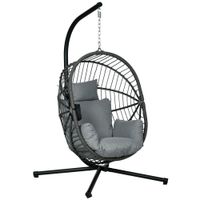 Hängesessel, Hängeschaukel mit Kissen, Hängestuhl mit Klappbarem Sitzkorb