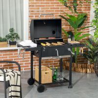 Outsunny Holzkohlegrill, Campinggrill mit zwei Grillrost, klappbar Seitenablage