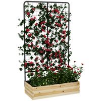 Hochbeet mit Rankhilfe, Pflanzkasten aus Holz, Kräuterbeet für Garten, Naturholz