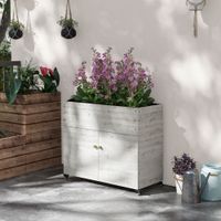 Hochbeet aus Holz, Frühbeet mit Schrankfach, Kräuterbeet mit Rollen für Garten