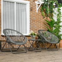 Outsunny Gartenmöbel-Set 3-tlg., Gartengarnitur mit Couchtisch, 2 Stühlen, Grau