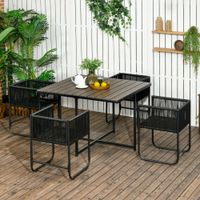 5-tlg. Polyrattan Gartenmöbel Set Esstisch mit 4 Stühlen für Balkon Grau