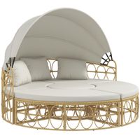 Outsunny Sonneninsel 4-tlg. Muschel Gartenmöbel-Set mit klappbarem Verdeck Creme