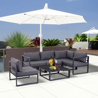6-tlg. Gartengarnitur Gartenmöbel Gartenset Lounge Kissen Ecksofa 4–5 Personen