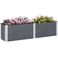Hochbeet, Blumenkasten, Pflanzkasten, Gemüsebeet mit Offenem Boden Grau