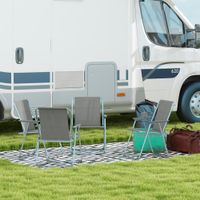 Klappstuhl 4er Set klappbar Gartenstuhl mit Rückenlehne Armlehne Oxford Grau