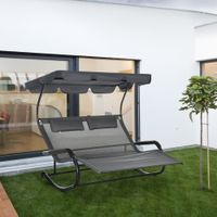 Outsunny Doppel-Sonnenliege Schaukelbank mit Sonnendach, Rollen für 2 Personen