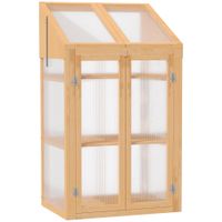 Frühbeet aus Holz, Mini Gewächshaus 70 x 50 x 120 cm, Treibhaus mit Abdeckung