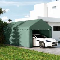 Outsunny Carport 3x6 m Zeltgarage mit Rolltüren, Dach, abnehmbaren Seitenwänden
