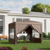 Pavillon ca.3x3m, wasserabweisend Stabil Winterfest Pop-up Faltpavillon Kaffee