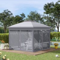 Outsunny Pavillon 3,3x3,3m, wasserabweisend Stabil Winterfest Faltpavillon Grau