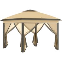 Pavillon 3,3x3,3m, wasserabweisend Stabil Winterfest Pop-up Faltpavillon Beige