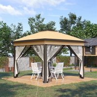 Pavillon 3,3x3,3m, wasserabweisend Stabil Winterfest Pop-up Faltpavillon Beige