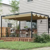 Pergola 4x3m Garten Pavillon, Terrassendachung aus Stahl, Gartenpavillon Khaki