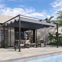 Outsunny Pergola 4x3m Garten Pavillon, Terrassendachung aus Stahl, Sonnenschutz