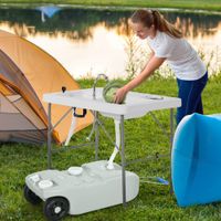 Outsunny 40 Liter Abwassertank Wohnmobil Rolltank mit Griff, Hahn, Grau