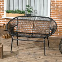 Outsunny Polyrattan Sitzbank 2-Sitzer Rattanbank Gartenbank bis 260 kg, Schwarz