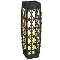 Outsunny Solarleuchte, Rattan Solarlampe, Wegleuchte mit Lichtsensor, Anti-UV