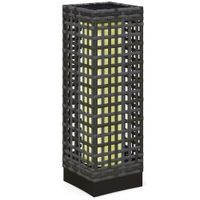 Outsunny Solarleuchte Rattan Solarlampe, Wasserdichte Wegleuchte mit Lichtsensor