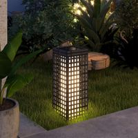 Outsunny Solarleuchte Rattan Solarlampe, Wasserdichte Wegleuchte mit Lichtsensor