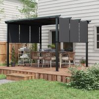 Outsunny Pavillon ca. 3,5 x 3 m Pergola, Terassenüberdachung mit Seitenwand