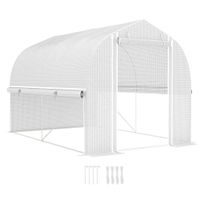 Outsunny Gewächshaus 3 x 2 x 2 m Foliengewächshaus mit 8 Fenster, UV-Schutz, Tür