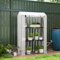 Outsunny Gewächshaus mit Regale Rolltür, winterfest Foliengewächshaus aus Stahl