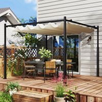 Pergola ca. 3x3m Garten Pavillon, Terrassendachung aus Metall, Gartenpavillon