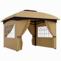 Pavillon 3,4x3,4m wasserabweisend Gartenpavillon mit 4 Seitenteilen, Doppeldach