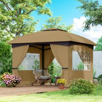 Pavillon 3,4x3,4m wasserabweisend Gartenpavillon mit 4 Seitenteilen, Doppeldach