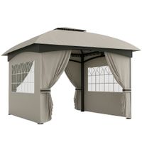 Outsunny Pavillon 3,4x3,4m wasserabweisend Gartenpavillon mit 4 Seitenteilen